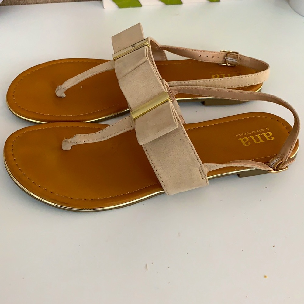 ANA Senna Beige Bow Thong Sandals